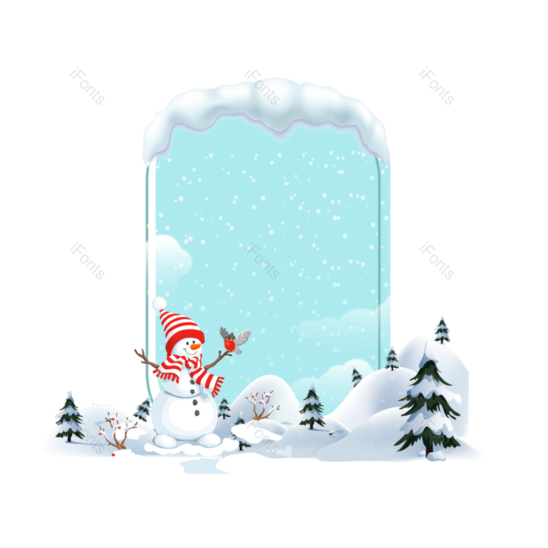 边框图片,装饰元素,雪人PNG,冬天免抠素材